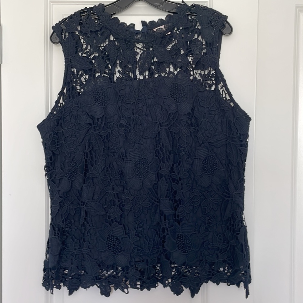 Nanette Lenore | Navy Blue Floral Lace Tank Top | Sz XL